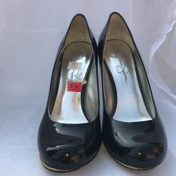Jessica Simpson cork platform black patent leather - Picture 2 of 3